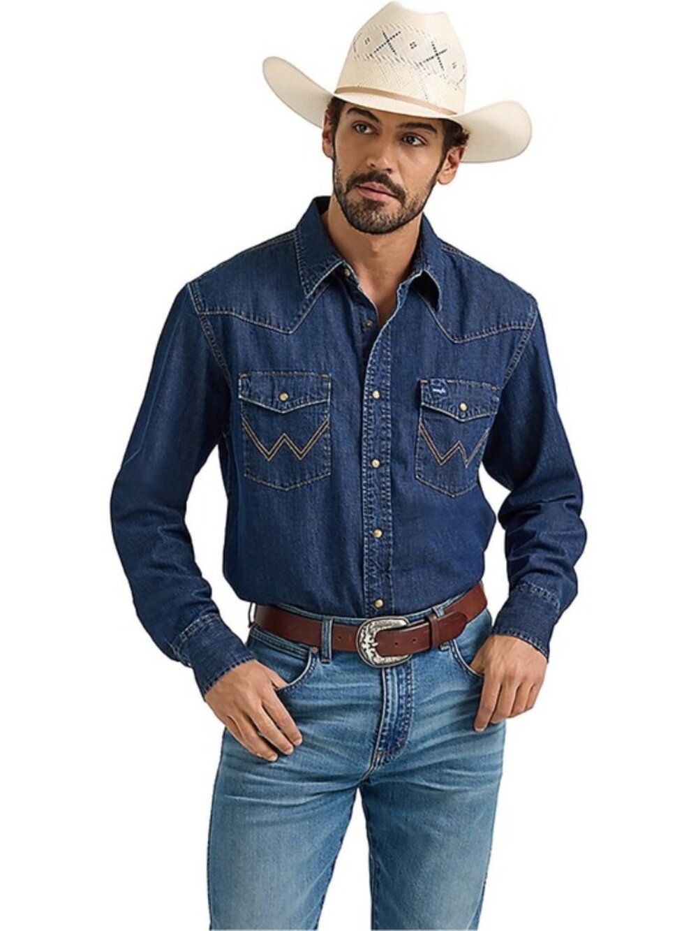 Wrangler Men's Blue Denim Western Shirt